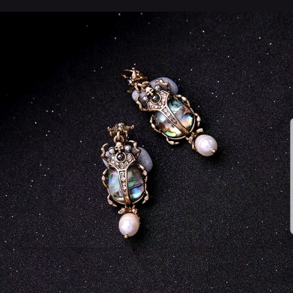 Beetle Star Show Stopper Abalone Crystal Earrings - Picture 3 of 5